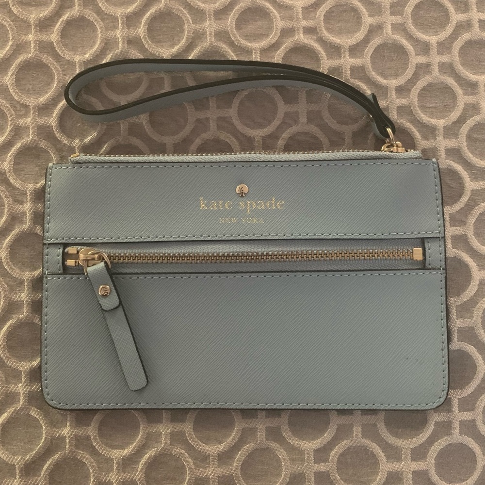 Kate Spade Mikas Pond Slim Wristlet~Powder Blue Excellent Condition